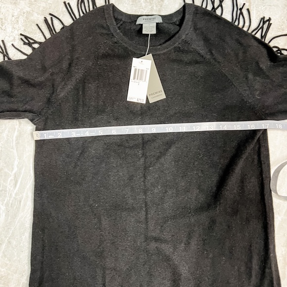 Premise Black 100% Cashmere Sweater With Fringe Sleeves Size Small and Medium - Picture 13 of 13